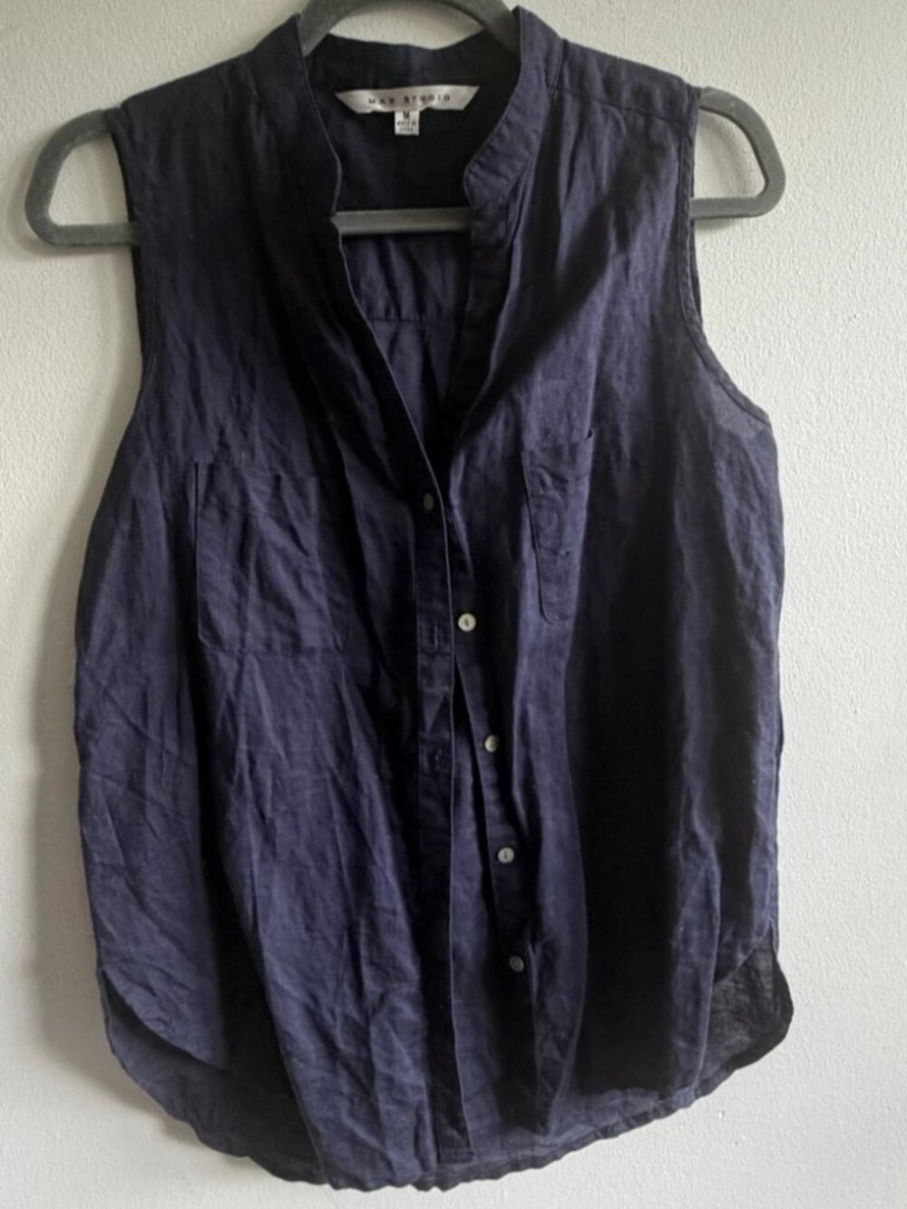 Button-Down Top - Navy Blue